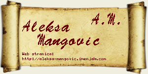 Aleksa Mangović vizit kartica